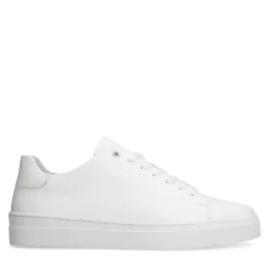 Manfield Witte leren sneakers^Heren Sneakers