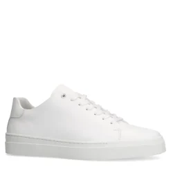Manfield Witte leren sneakers^Heren Sneakers