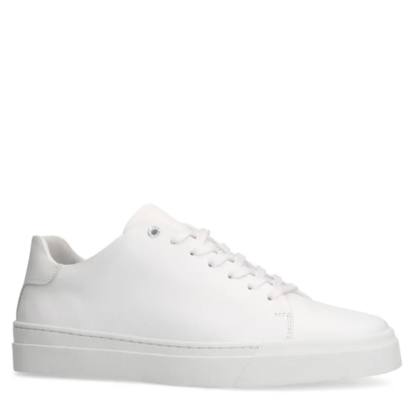 Manfield Witte leren sneakers^Heren Sneakers