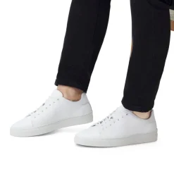 Manfield Witte leren sneakers^Heren Sneakers