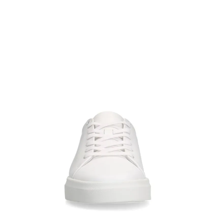 Manfield Witte leren sneakers^Heren Sneakers