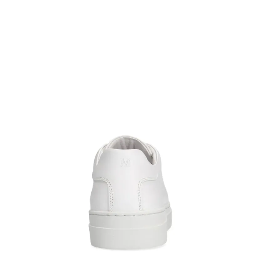 Manfield Witte leren sneakers^Heren Sneakers