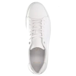 Manfield Witte leren sneakers^Heren Sneakers