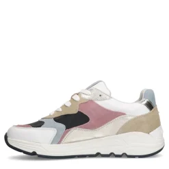 Manfield Witte leren sneakers met gekleurde details^DAMES Sneakers