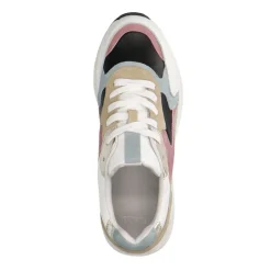 Manfield Witte leren sneakers met gekleurde details^DAMES Sneakers