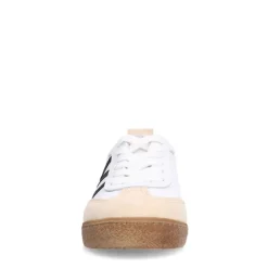 No Stress Witte leren sneakers met zwarte details^DAMES Sneakers