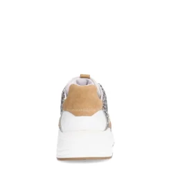 Manfield Witte leren sneakers met leopard details^DAMES Sneakers