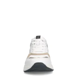 Manfield Witte leren sneakers met goudkleurige details^DAMES Sneakers