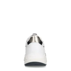 Manfield Witte leren sneakers met goudkleurige details^DAMES Sneakers