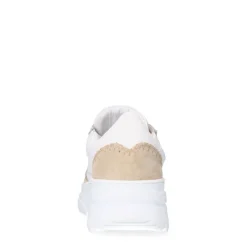 Manfield Witte leren sneakers met suède details^DAMES Sneakers