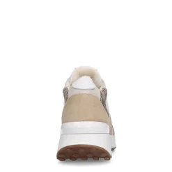 Manfield Witte leren sneakers met suède details^DAMES Sneakers