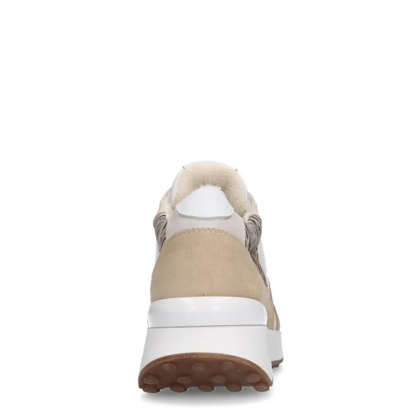 Manfield Witte leren sneakers met suède details^DAMES Sneakers