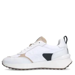Manfield Witte leren sneakers met details^DAMES Sneakers