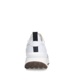 Manfield Witte leren sneakers met details^DAMES Sneakers