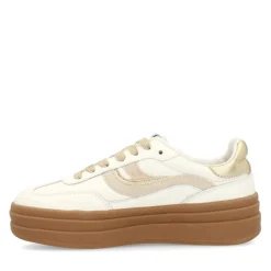 Manfield Witte leren sneakers met suède details^DAMES Sneakers