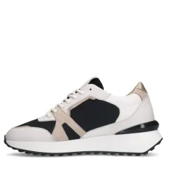 Manfield Witte leren sneakers met mesh details^DAMES Sneakers