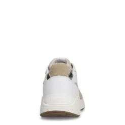 Manfield Witte leren sneakers met goudkleurige details^DAMES Sneakers