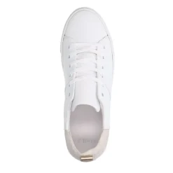 Manfield Witte leren sneakers met grijze achterkant^DAMES Sneakers