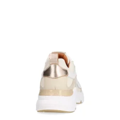 Manfield Witte leren sneakers met stoffen details^DAMES Sneakers