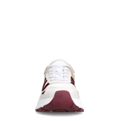 Manfield Witte leren sneakers met beige details^DAMES Sneakers