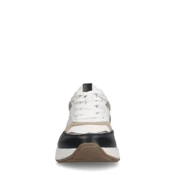 Manfield Witte leren sneakers met goudkleurige en zwarte details^DAMES Sneakers