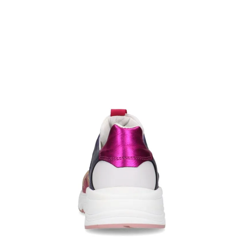 Manfield Witte leren sneakers met metallic details^DAMES Sneakers