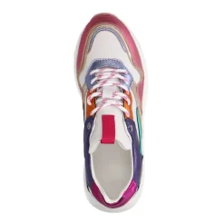 Manfield Witte leren sneakers met metallic details^DAMES Sneakers