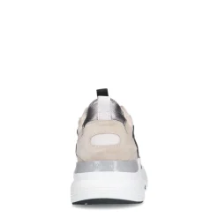 Manfield Witte leren sneakers met mesh details^DAMES Sneakers