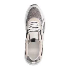 Manfield Witte leren sneakers met mesh details^DAMES Sneakers