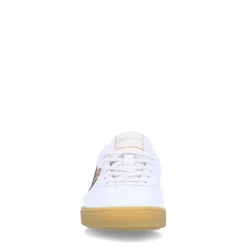 Manfield Witte leren sneakers met metallic details^DAMES Sneakers