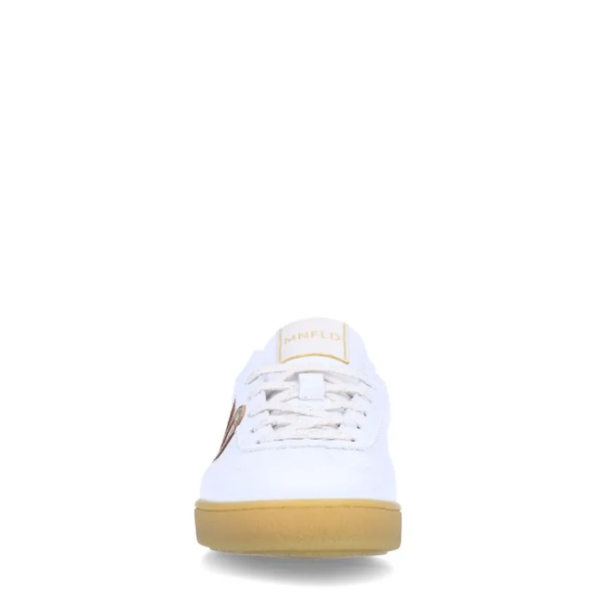 Manfield Witte leren sneakers met metallic details^DAMES Sneakers