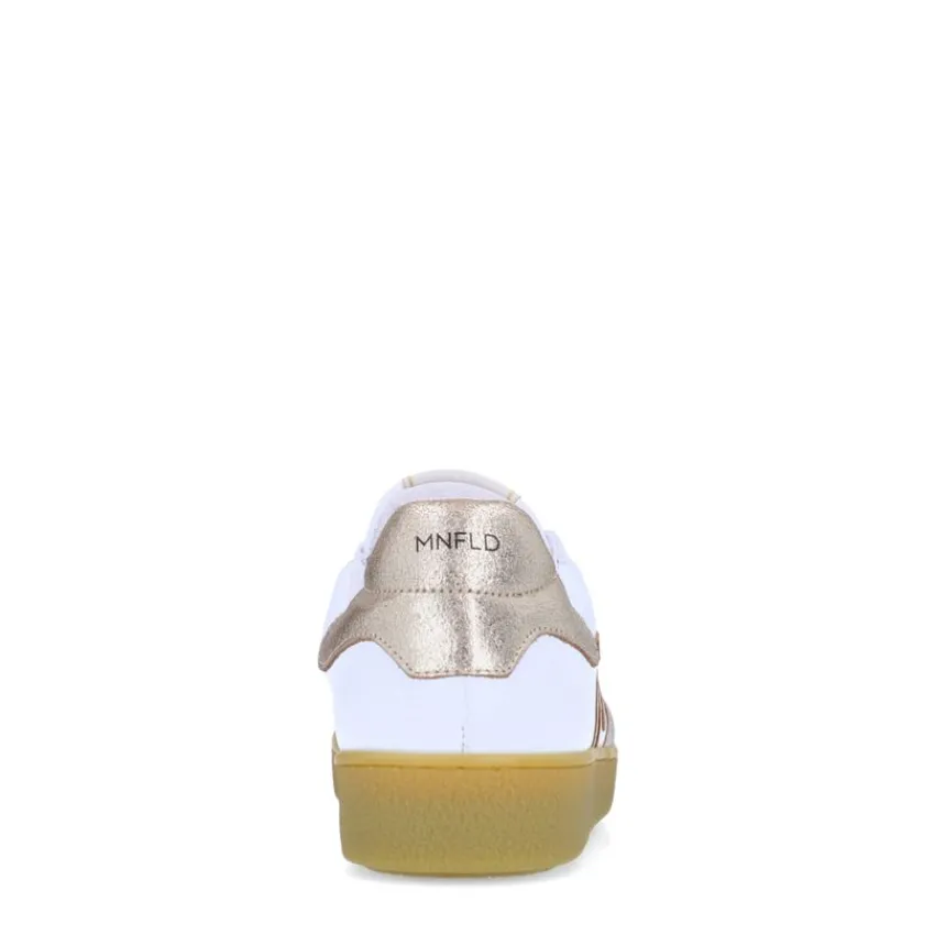 Manfield Witte leren sneakers met metallic details^DAMES Sneakers