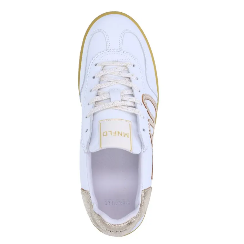 Manfield Witte leren sneakers met metallic details^DAMES Sneakers
