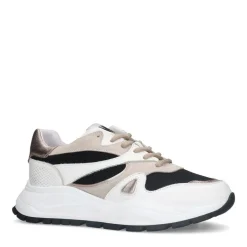 Manfield Witte leren sneakers met mesh details^DAMES Sneakers