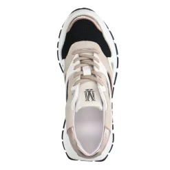 Manfield Witte leren sneakers met mesh details^DAMES Sneakers