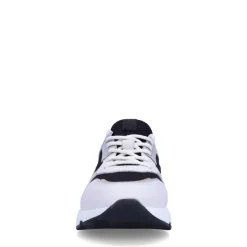Manfield Witte leren sneakers met zilveren details^DAMES Sneakers