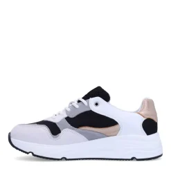 Manfield Witte leren sneakers met zilveren details^DAMES Sneakers