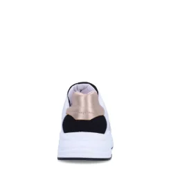 Manfield Witte leren sneakers met zilveren details^DAMES Sneakers