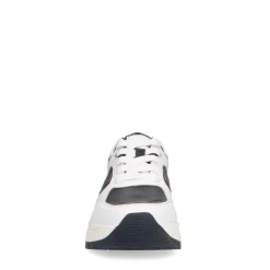 Manfield Witte leren sneakers met zwarte details^DAMES Sneakers