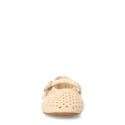 Manfield Witte raffia ballerina met gesp^DAMES Loafers