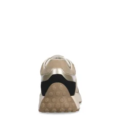 No Stress Witte suède sneakers sneakers met zwart en beige details^DAMES Sneakers