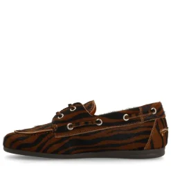 Manfield Zebra bootschoenen met imitatie vacht^DAMES Loafers