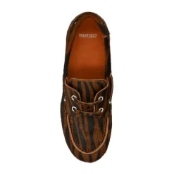 Manfield Zebra bootschoenen met imitatie vacht^DAMES Loafers