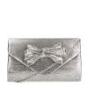 Manfield Zilveren clutch met strik^ Clutches