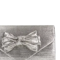 Manfield Zilveren clutch met strik^ Clutches