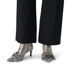 Manfield Zilveren glitter enkellaarsjes met hak^DAMES Enkellaarsjes