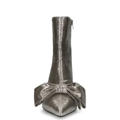 Manfield Zilveren glitter enkellaarsjes met hak^DAMES Enkellaarsjes