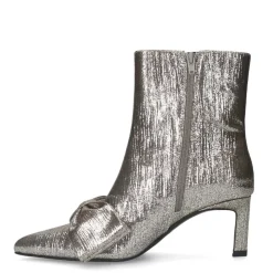 Manfield Zilveren glitter enkellaarsjes met hak^DAMES Enkellaarsjes