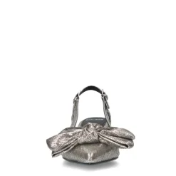 Manfield Zilveren glitter slingbacks met strik^DAMES Pumps|Slingbacks