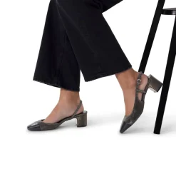 Manfield Zilveren glitter slingbacks^DAMES Pumps|Slingbacks